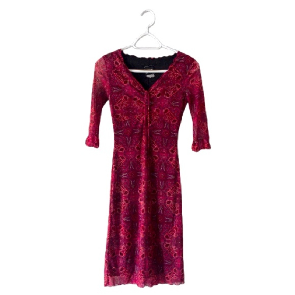 :90’s mesh paisley 3/4 sleeve dress